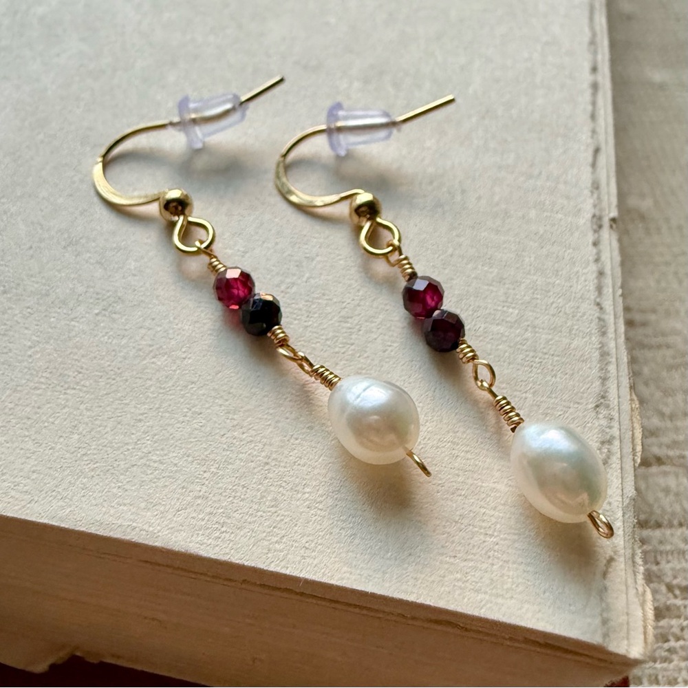Garnet & Pearl Earrings